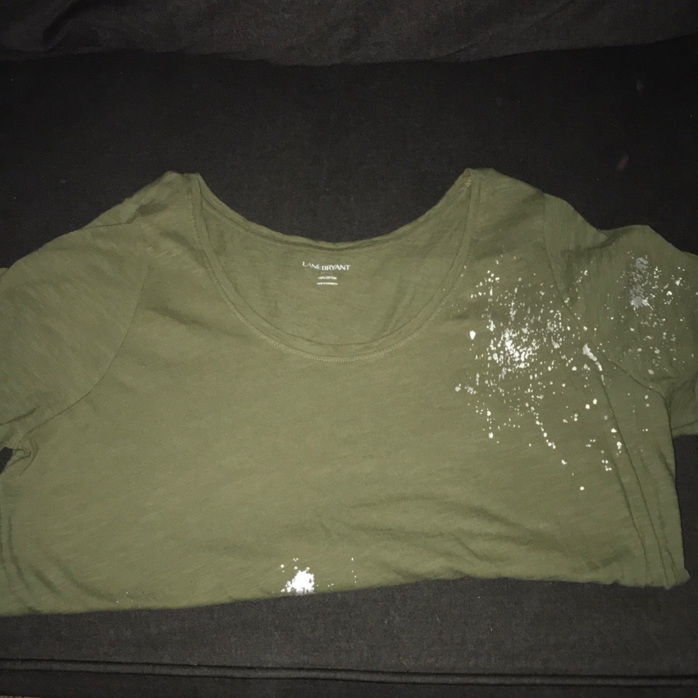 Green scoop neck with silver foil splatter detail